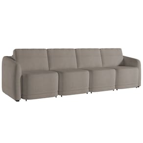Sofá Cama Casal para Sala 356cm Polska K04 Bouclê Bege Escuro - Mpozenato