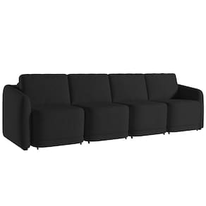 Sofá Cama Casal para Sala 316cm Polska K04 Veludo Preto - Mpozenato