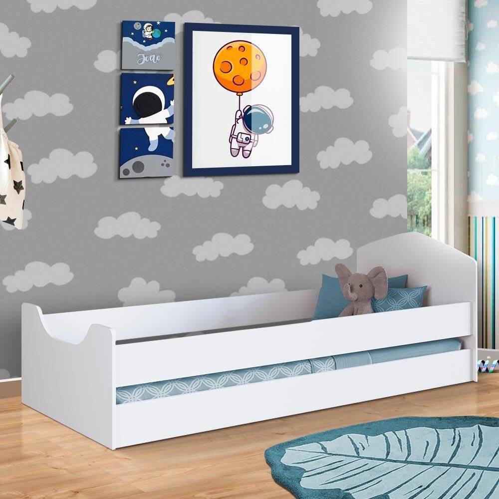 Cama Infantil Montessoriana Com Colchão Branco Onse Shop Jm - Branco