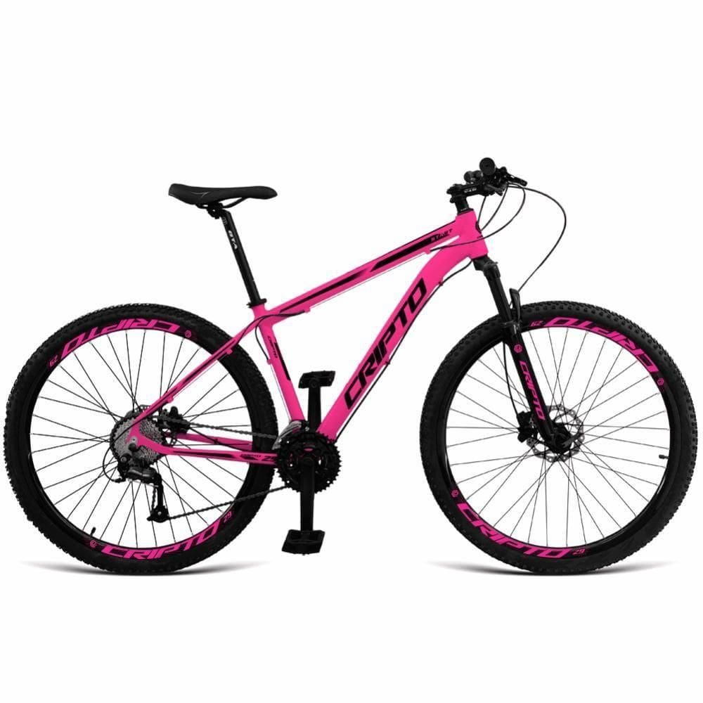 Bicicleta Aro 29 Cripto 24 Marchas Shimano E Freios A Disco - Rosa-preto - 19" Rosa-preto