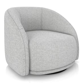 Poltrona Decorativa Orgânica Giratória Lya M22 Linho Cinza Claro - Mpozenato