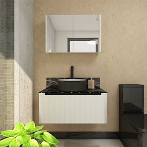Gabinete de Banheiro Armani com Cuba Branco