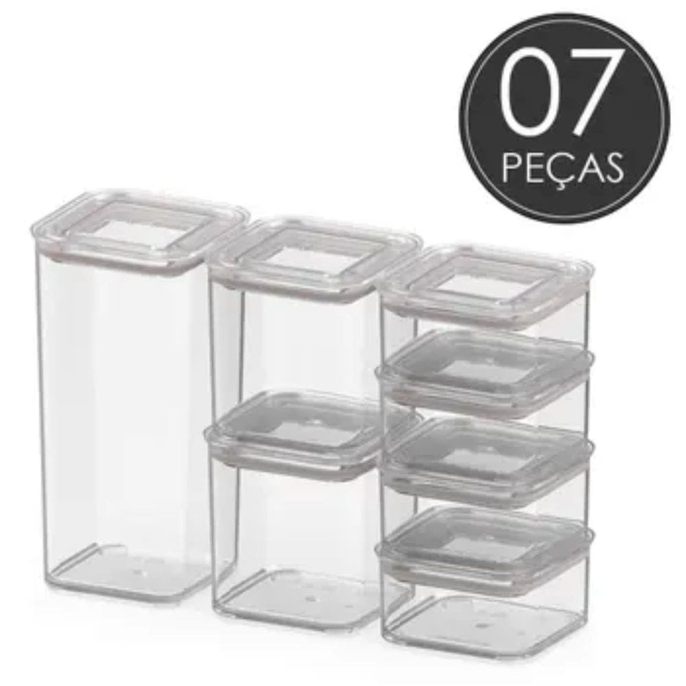 Conjunto de Potes Herméticos Coza Modo Cristal 07 Peças