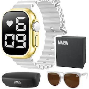 Relogio feminino digital + oculos sol proteção uv + caixa dourado presente qualidade premium casual