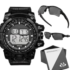 Relogio masculino prova dagua digital + oculos proteção uv alarme esportivo caixa cronometro data