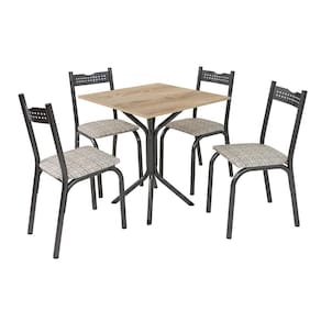 Mesa Com 4 Cadeiras Para Cozinha Preto Carvalho Manteiga