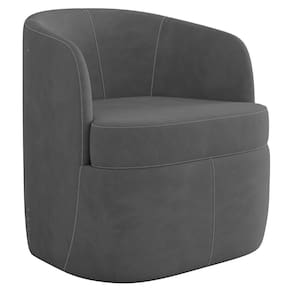 Poltrona Giratória Decorativa para Sala Dandara K04 Veludo Cinza Escuro - Mpozenato