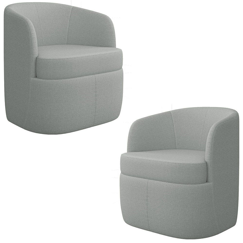 Kit 2 Poltronas Giratória Decorativa para Sala Dandara K04 Bouclê Cinza Claro - Mpozenato