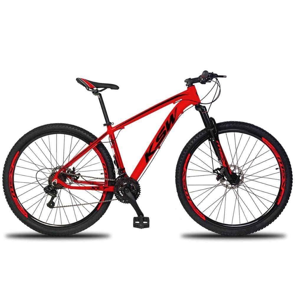 Bicicleta Aro 29 Ksw 12v Deore Freio Hidraulico Trava Guidão - Vermelho-preto - 21”