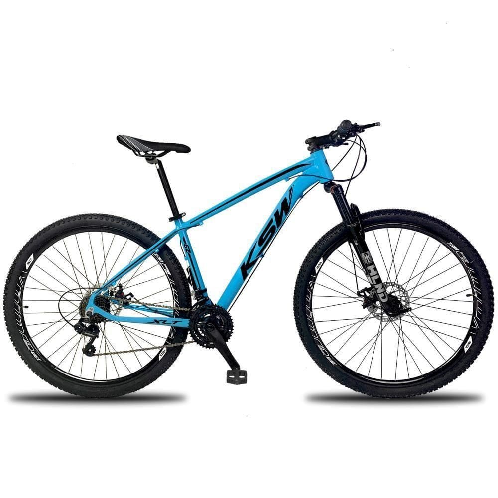 Bicicleta Aro 29 Ksw 21v Com Suspensão E Freios A Disco - Azul-preto - 19"