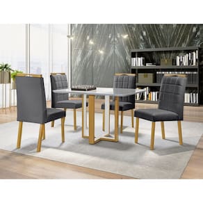 Sala de Jantar com Vidro 4 Cadeiras Madeira Maciça 1,20x0,90m - Atlas-Madri - Art Salas