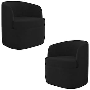 Kit 2 Poltronas Giratória Decorativa para Sala Dandara K04 Veludo Preto - Mpozenato