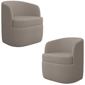 Kit 2 Poltronas Giratória Decorativa para Sala Dandara K04 Bouclê Bege Escuro - Mpozenato