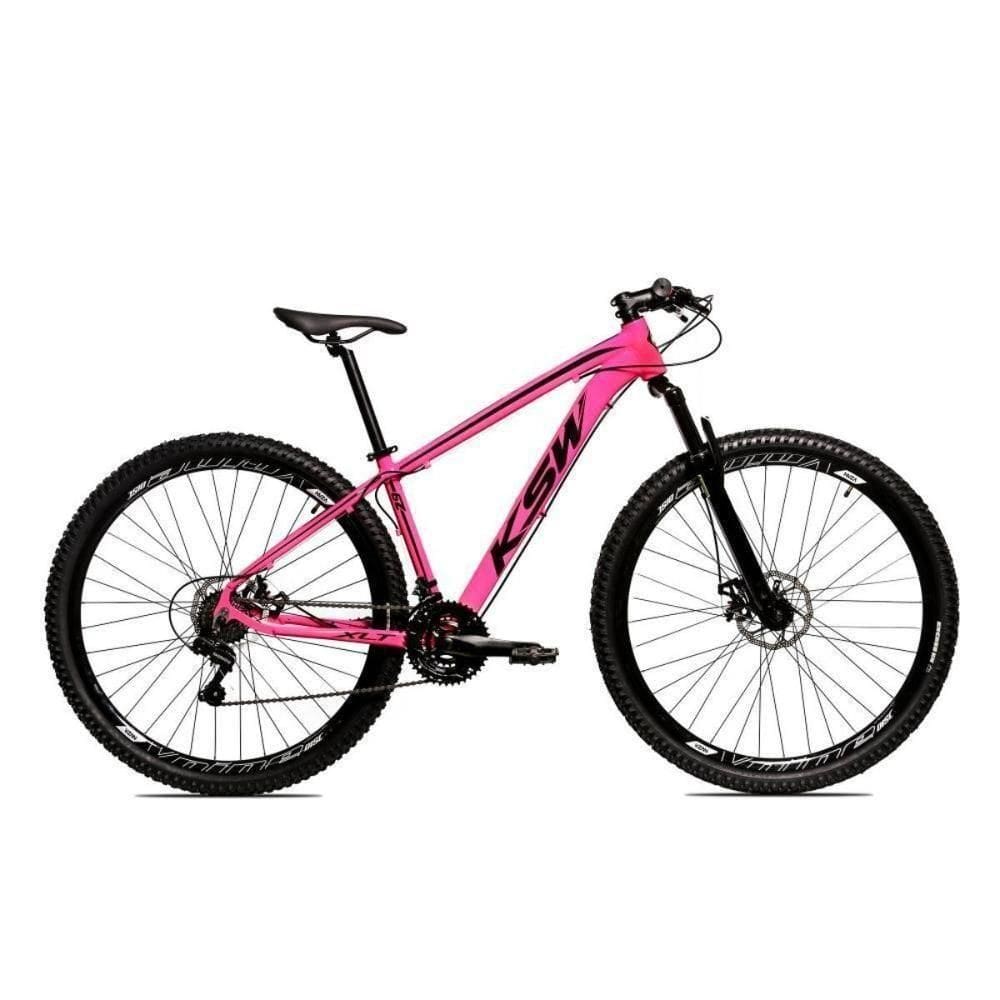 Bicicleta Aro 29 Ksw 21v Com Suspensão E Freios A Disco - Rosa-preto - 15"