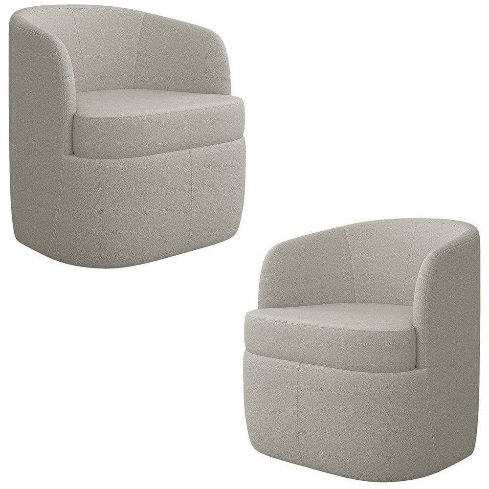 Kit 2 Poltronas Giratória Decorativa para Sala Dandara K04 Bouclê Bege - Mpozenato