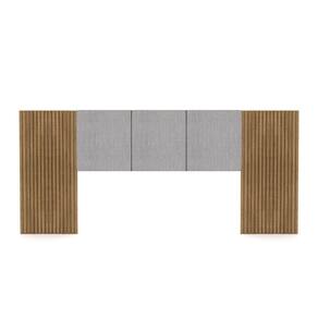 Cabeceira Painel Casal Ripado Nature e Linho Cinza Sevilha 273 cm - Pallazio