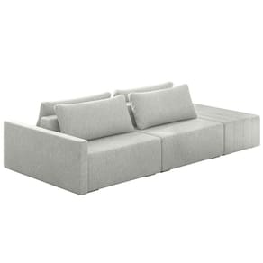 Sofá Ilha Modular com Puff para Sala Living 232cm Georgia K04 Linho Cinza Claro - Mpozenato