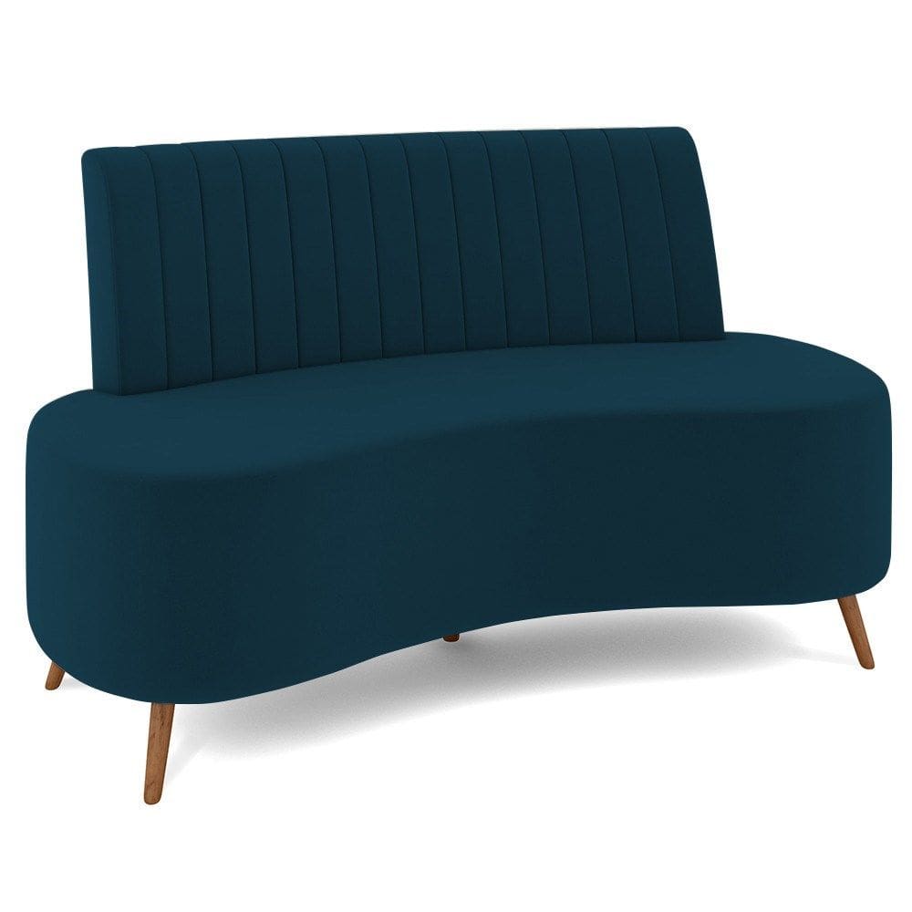 Sofá 2 Lugares para Sala Living 135cm Pés Palito Tamar K04 Veludo Azul - Mpozenato