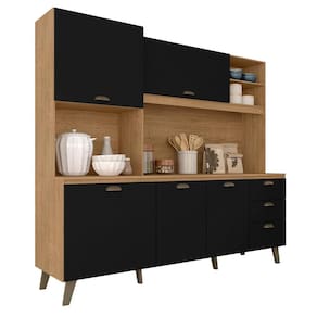 Armário De Cozinha Lily Retro 5 Pts 3 Gavetas Carv.americ/preto - M.a