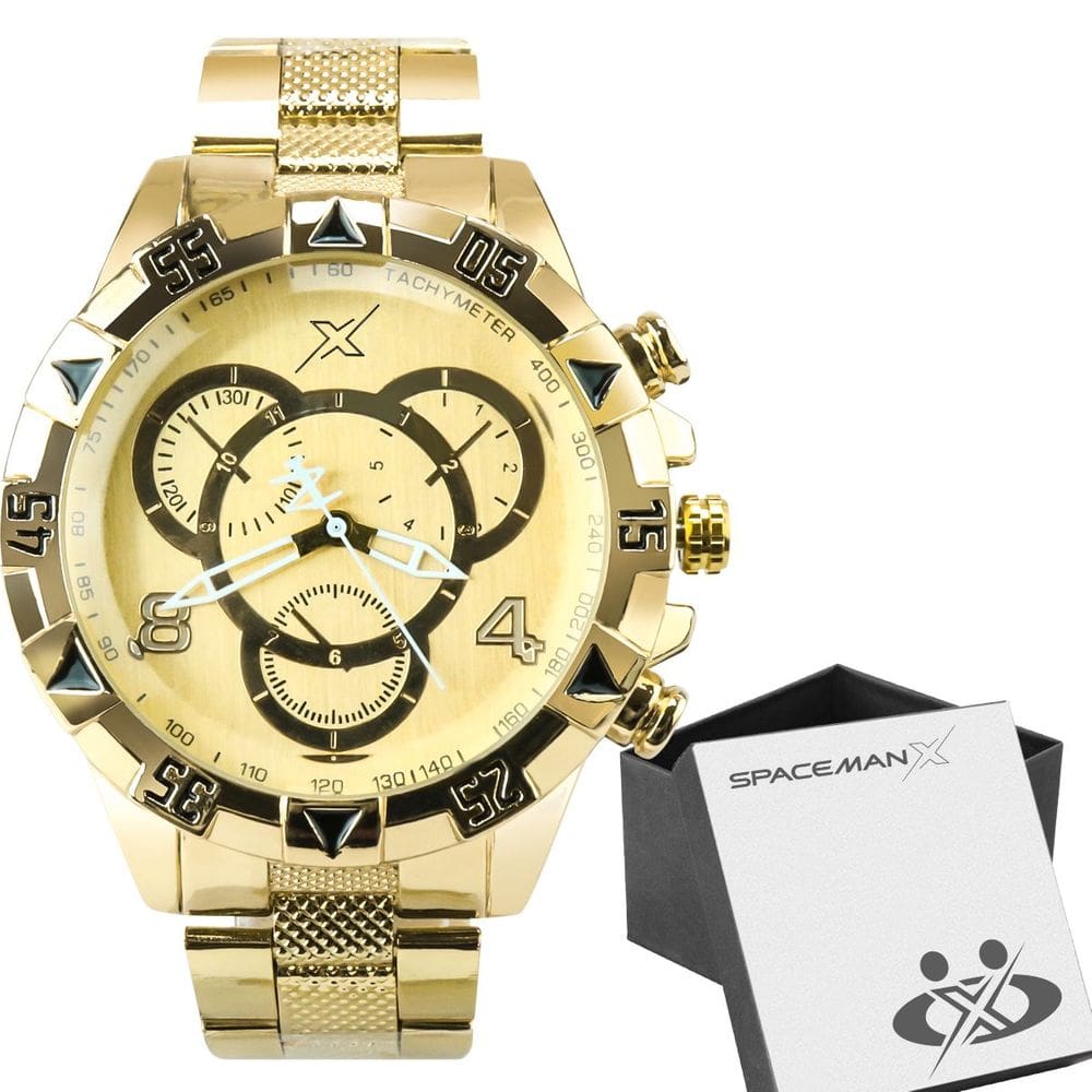 relogio aço inoxidável masculinos dourado caixa premium