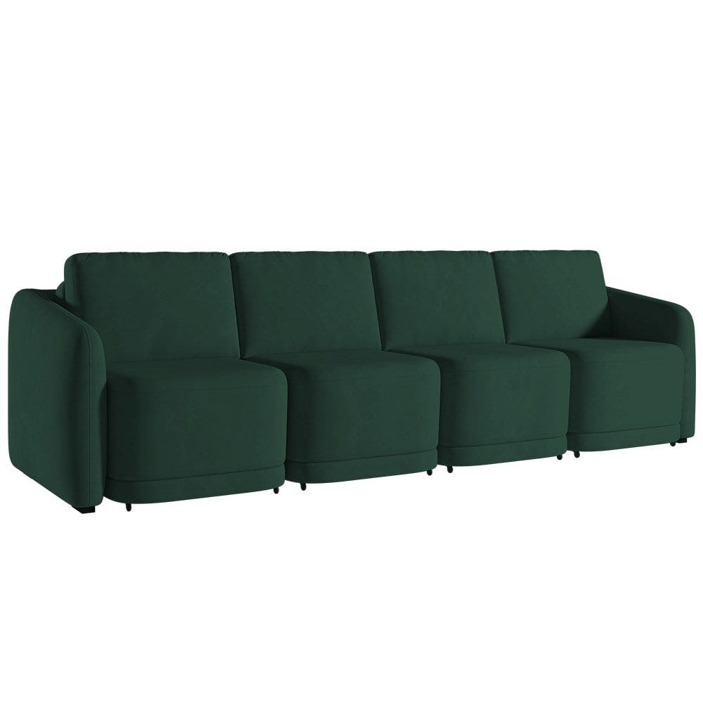 Sofá Cama Casal para Sala 436cm Polska K04 Veludo Verde - Mpozenato