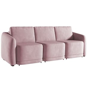 Sofá Cama Casal para Sala 336cm Polska K04 Veludo Rosê - Mpozenato