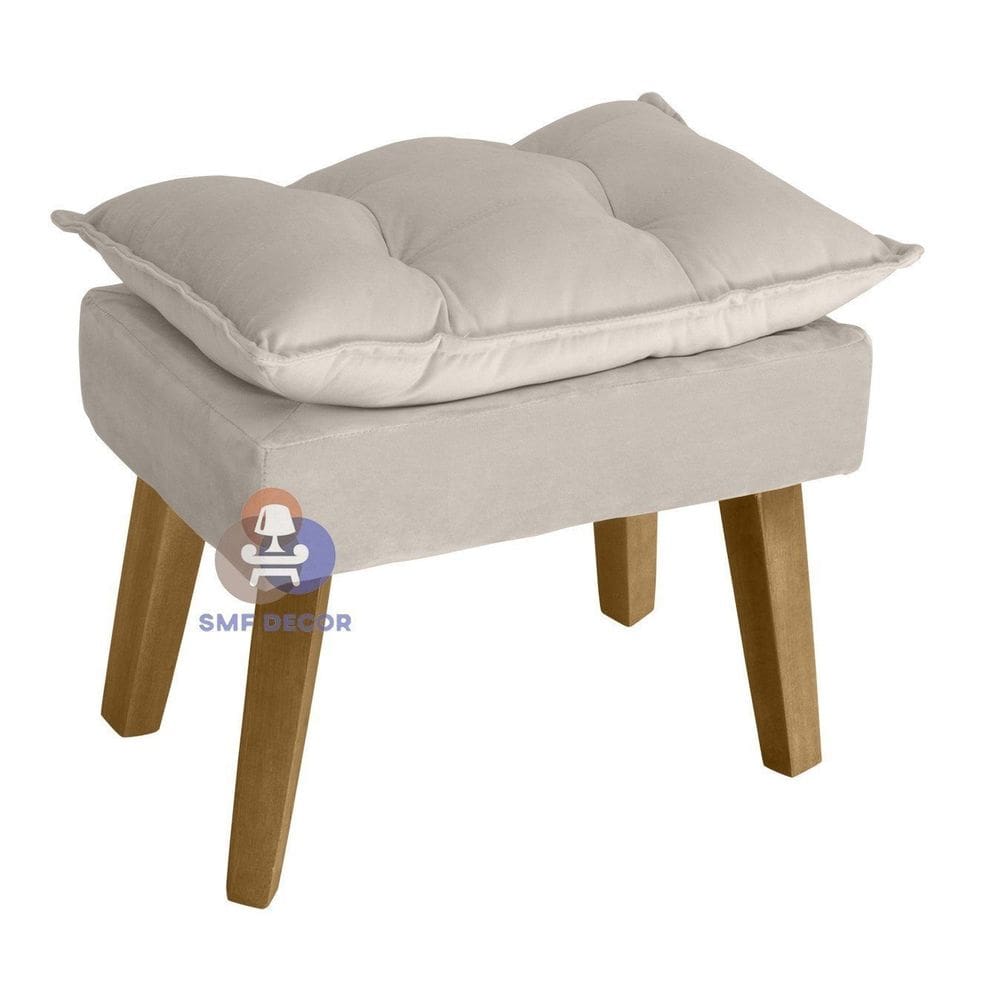 Puff Banqueta Decorativa Glamour Com Pés Quadrado