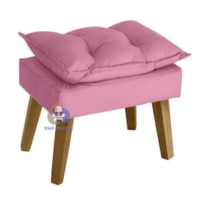 Puff Banqueta Decorativa Glamour Com Pés Quadrado