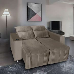 Sofá Retrátil E Reclinável 2 Lugares Madri Suede Bege - Star Confort Bege