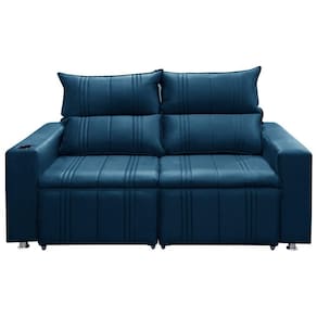 Sofá Retrátil E Reclinável Madri 2 Lug. Shop Das Cabeceiras Azul