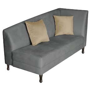 Recamier Heitor 140cm Com Almofada Lado Esquerdo Sintético Cor Cinza-bege