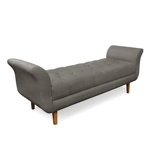Recamier Olinda Suede 160 Cm Pés Chanfrado Castanhos - D`rossi Cor Grafite