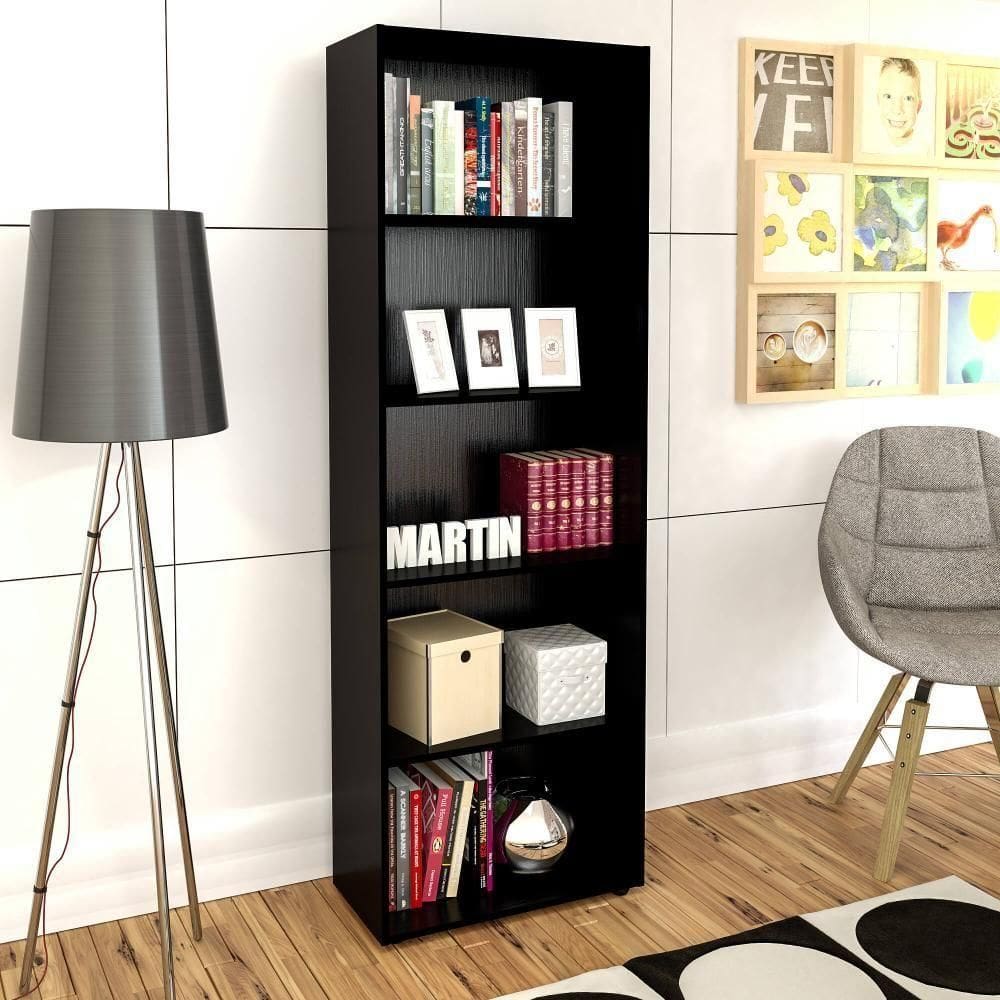 Estante Para Livros Com 4 Prateleiras Multy Preto Artely Preto