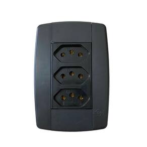 Conjunto 3 Tomadas Preta Monobloco 2P+T 20A 250V 4X2 Ilumi