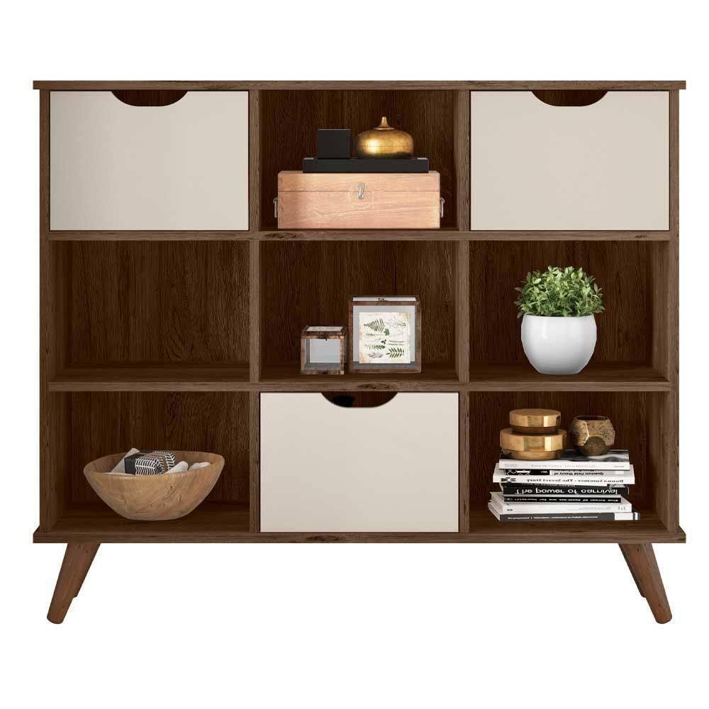 Nicho Organizador Retrô ébano Rústico Toq 3 Gavetas Off White Qmovi - Branco