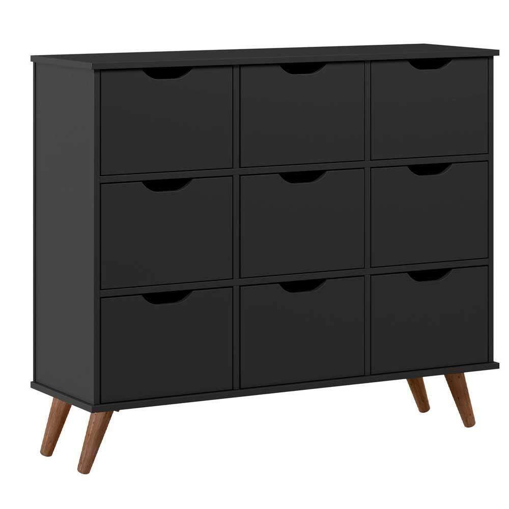 Nicho Organizador Retrô Preto 9 Gavetas Preto Qmovi - Preto
