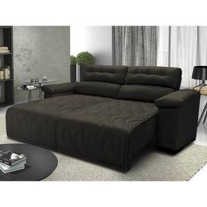 Sofá 2,72m Retrátil E Reclinável Com Molas Cama Inbox Top Tecido Suede Velusoft Café