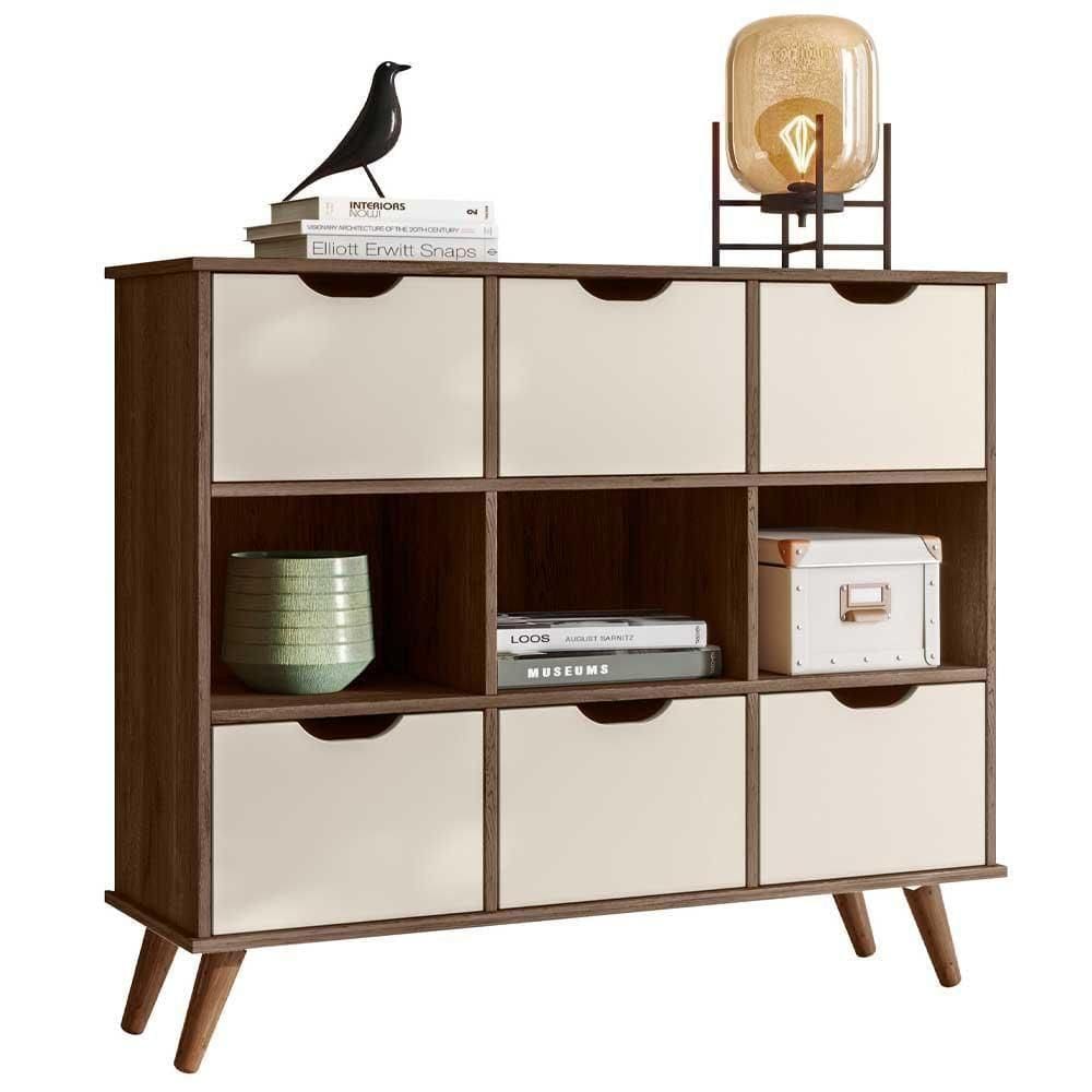 Nicho Organizador Retrô ébano Rústico Toq 6 Gavetas Off White Qmovi - Branco