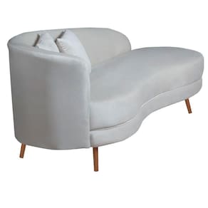 Chaise Longue Divã Emili Em Madeira De Reflorestamento 160cm Veludo Star Confort Bege Marfim