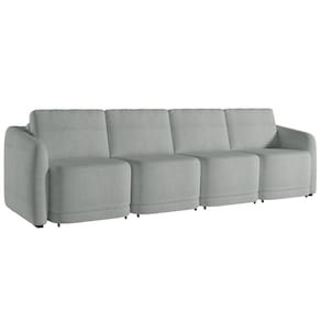 Sofá Cama Casal para Sala 356cm Polska K04 Bouclê Cinza Claro - Mpozenato