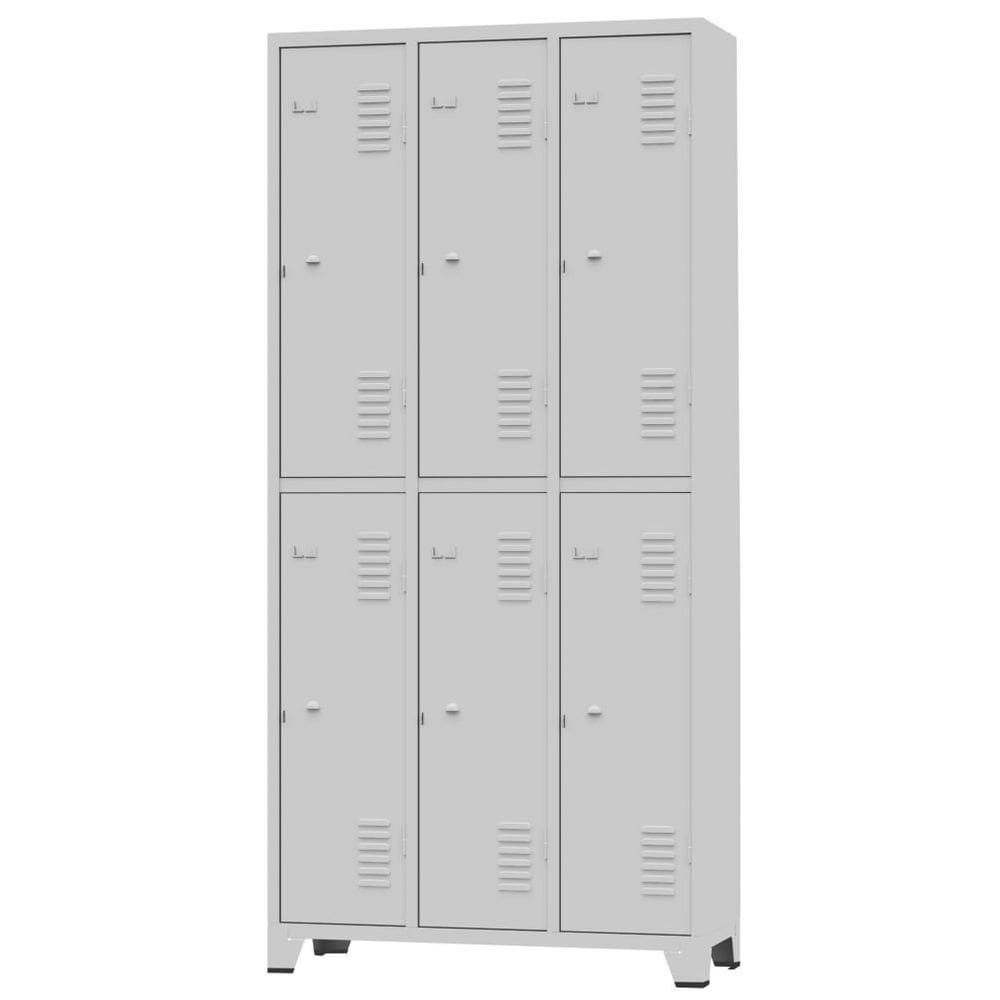 Armário Roupeiro De Aço Vestiário Academia 6 Portas Locker Cinza com Chave