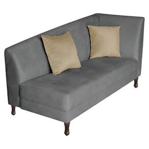 Recamier Heitor 185cm Com Almofada Lado Esquerdo Sintético Cor Cinza/bege