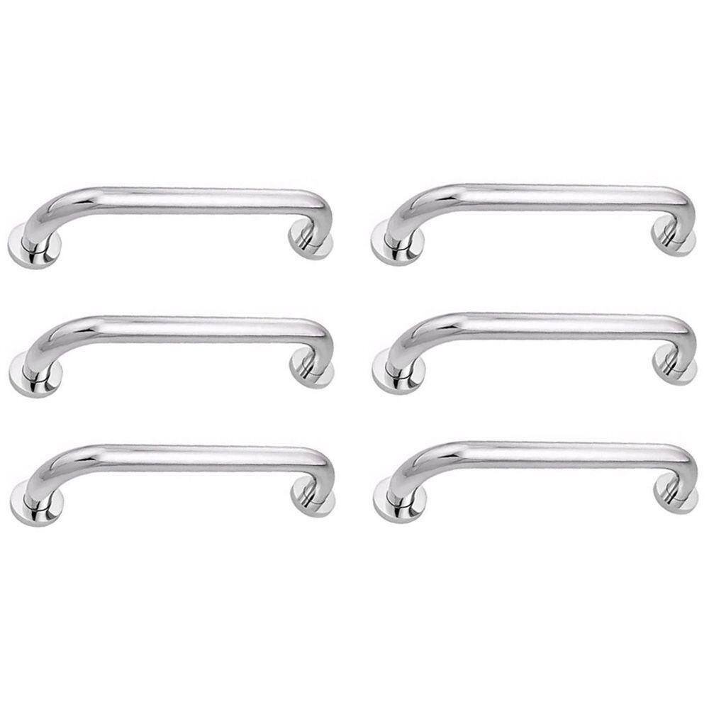 Alça De Apoio 30cm Barra Inox Kit 6 Unidades Idoso Cadeirante Deficiente Banheiro Corrimao Segurança