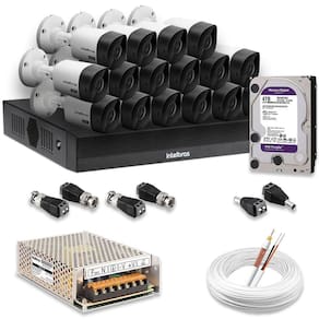 Kit 16 Câmeras De Segurança Intelbras Hd 720p Com Dvr Mhdx 1016-c Full Hd L Com Hd 4tb Purple