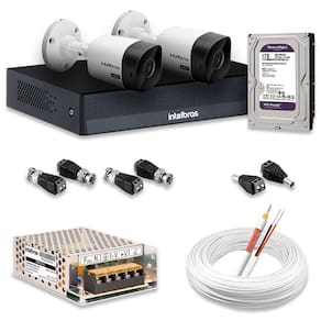 Kit 2 Câmeras De Segurança Intelbras Hd 720p Com Dvr Mhdx 1004-c Full Hd L Com Hd 1tb Purple