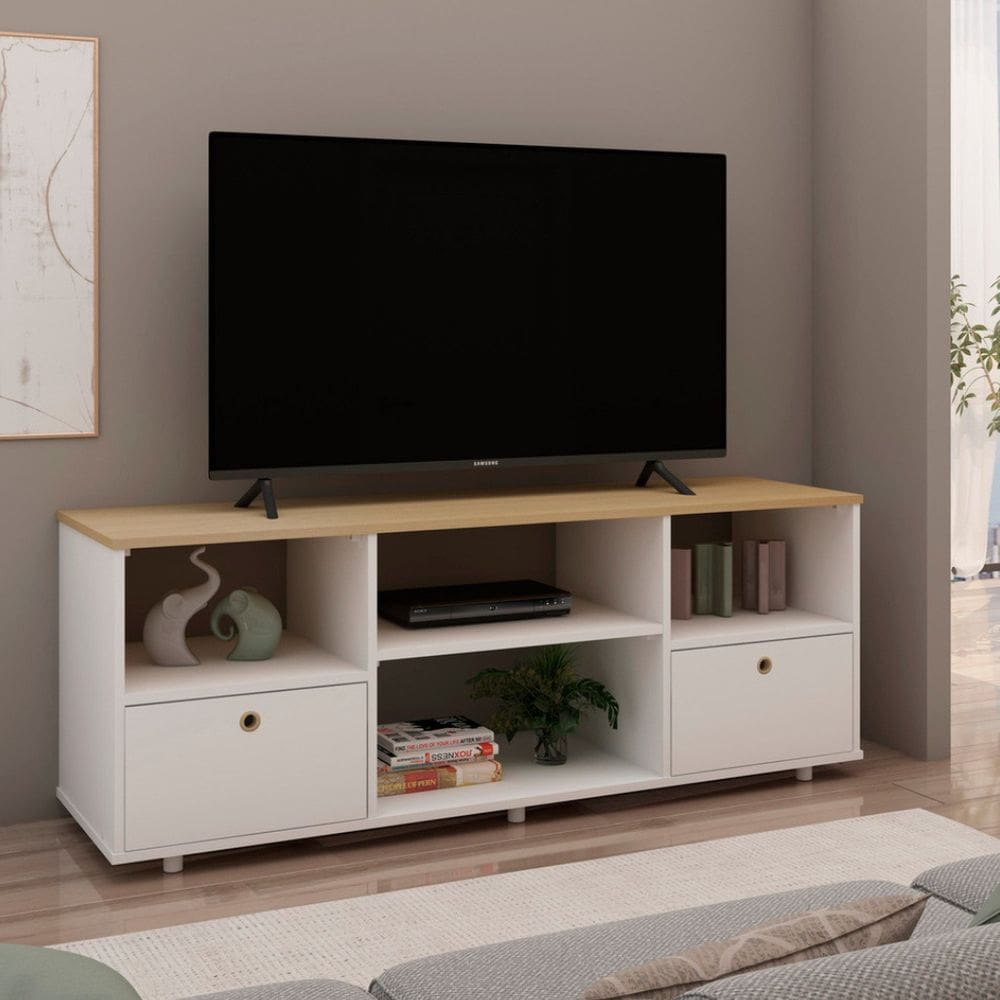 Rack para Tv até 55 Polegadas Sistema de Montagem sem Uso de Ferramentas Branco/Savana