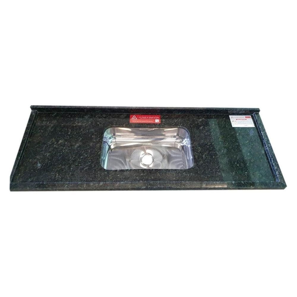 Pia de Cozinha Granito Ubatuba 120cm Plus Cuba Simples L.a. Pias e Granitos Verde Ubatuba