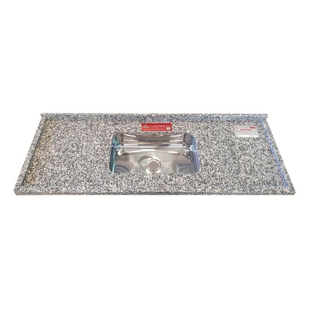 Pia de Cozinha Granito 180cm Corumba Plus Cuba Simples Cinza Corumba
