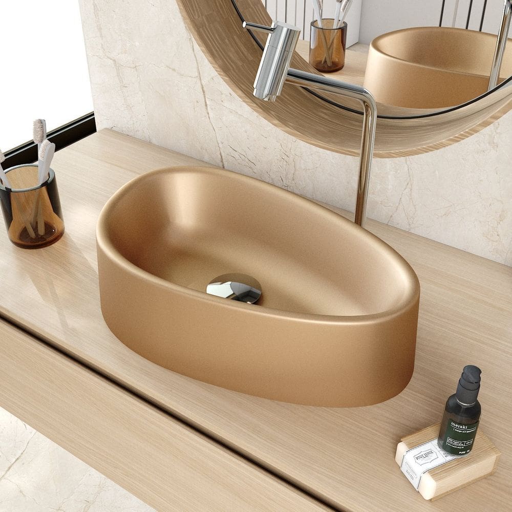 Cuba de Apoio Gota Bg43 43,5x26,5cm Lapimat Cobre Matte Fosca