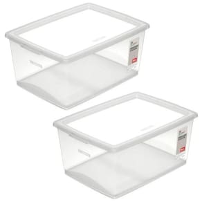 Kit 2 Caixas Organizadoras com Tampa 30L Click Cesto Plástic
